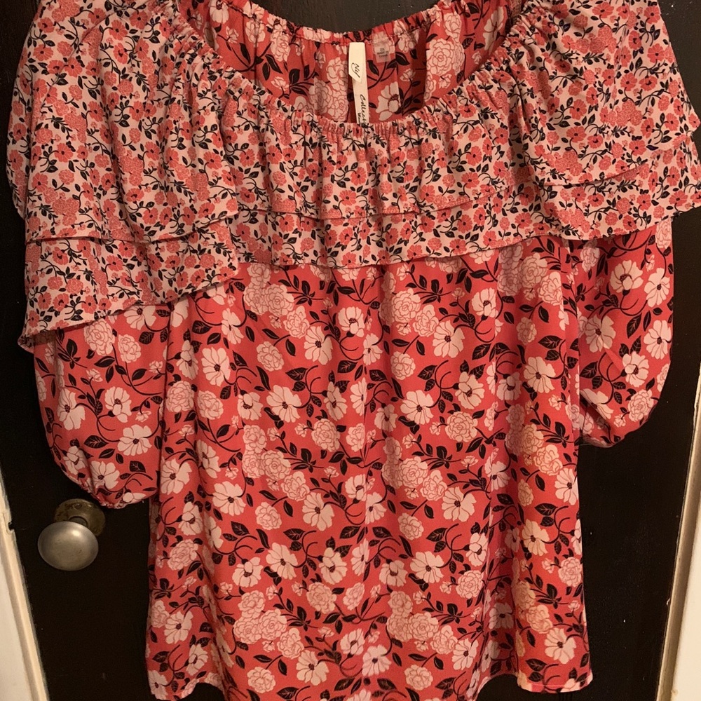Coral multi pattern blouse